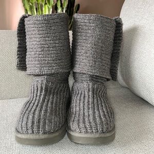 UGG Australia Gray Classic Cardy Boots, Size 10.